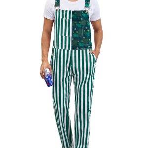 Bib Overalls for Men Striped Pants Adjustable Straps with Pockets