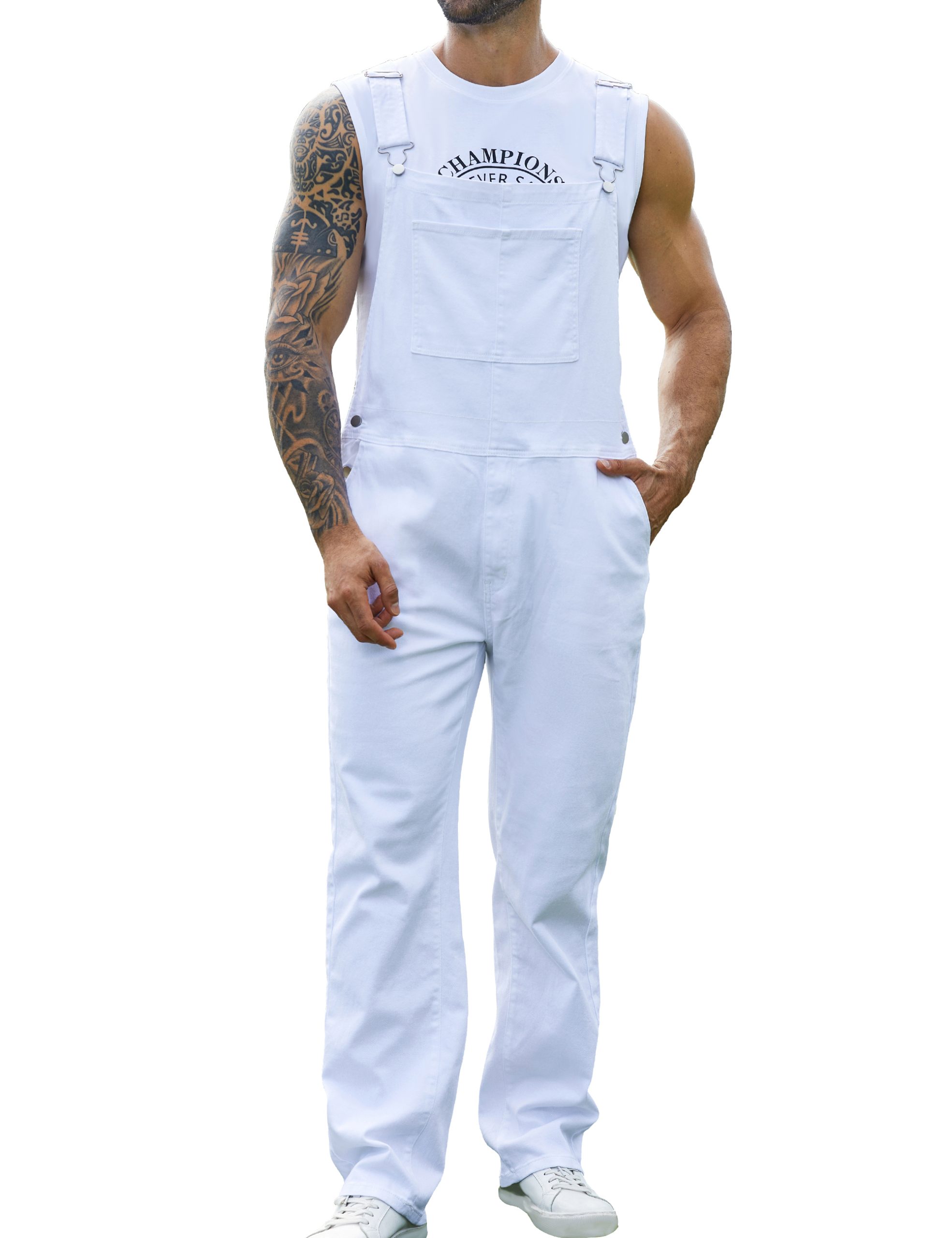 Overalls for Men Work Utility Coveralls Fashion Bib Romper Jumpsuit with Zipper Fly