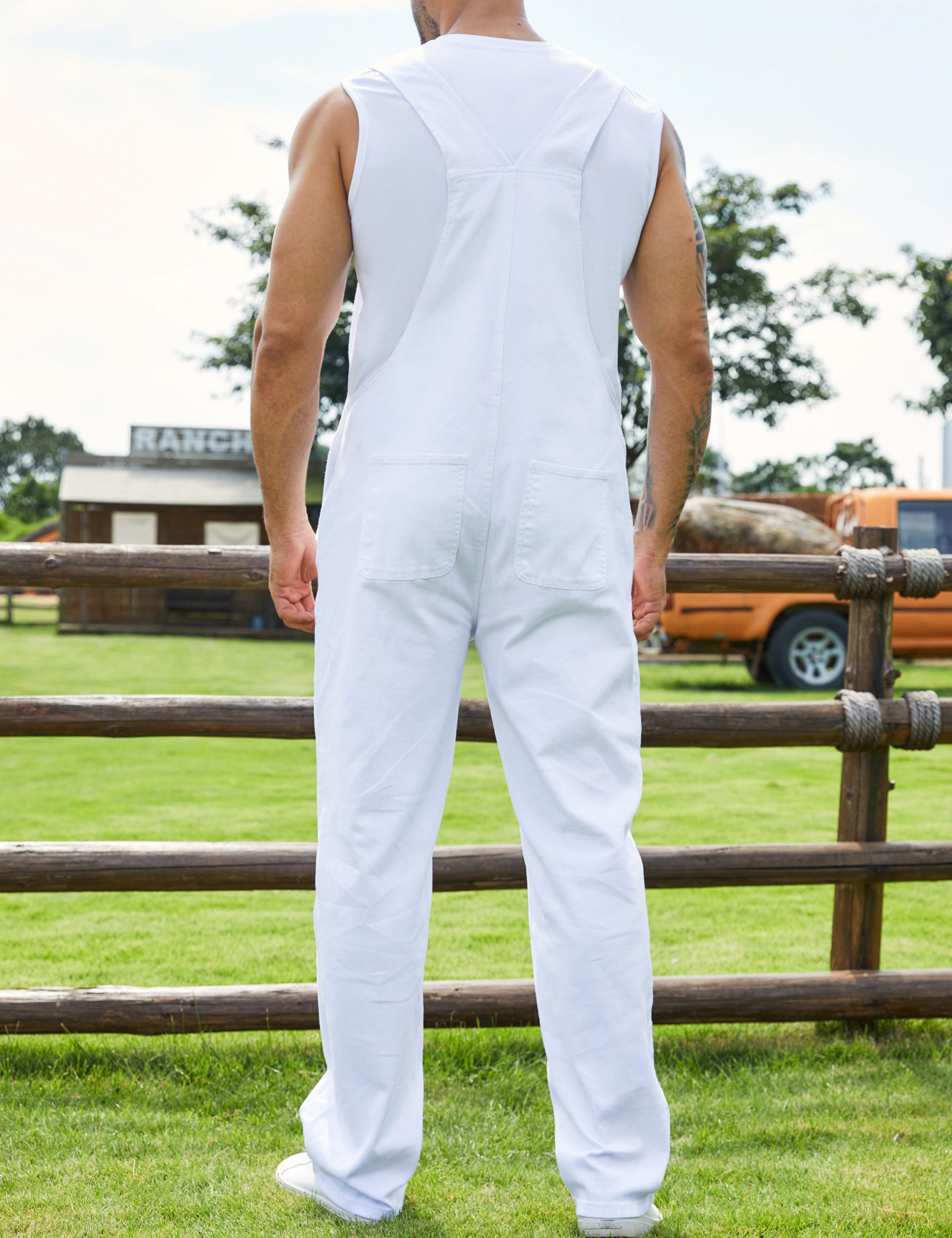 Overalls for Men Work Utility Coveralls Fashion Bib Romper Jumpsuit with Zipper Fly - Image 2