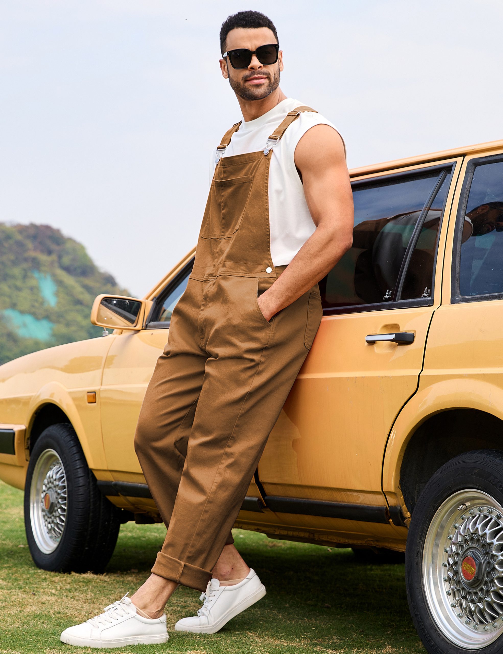 Overalls for Men Work Utility Coveralls Fashion Bib Romper Jumpsuit with Zipper Fly - Image 5