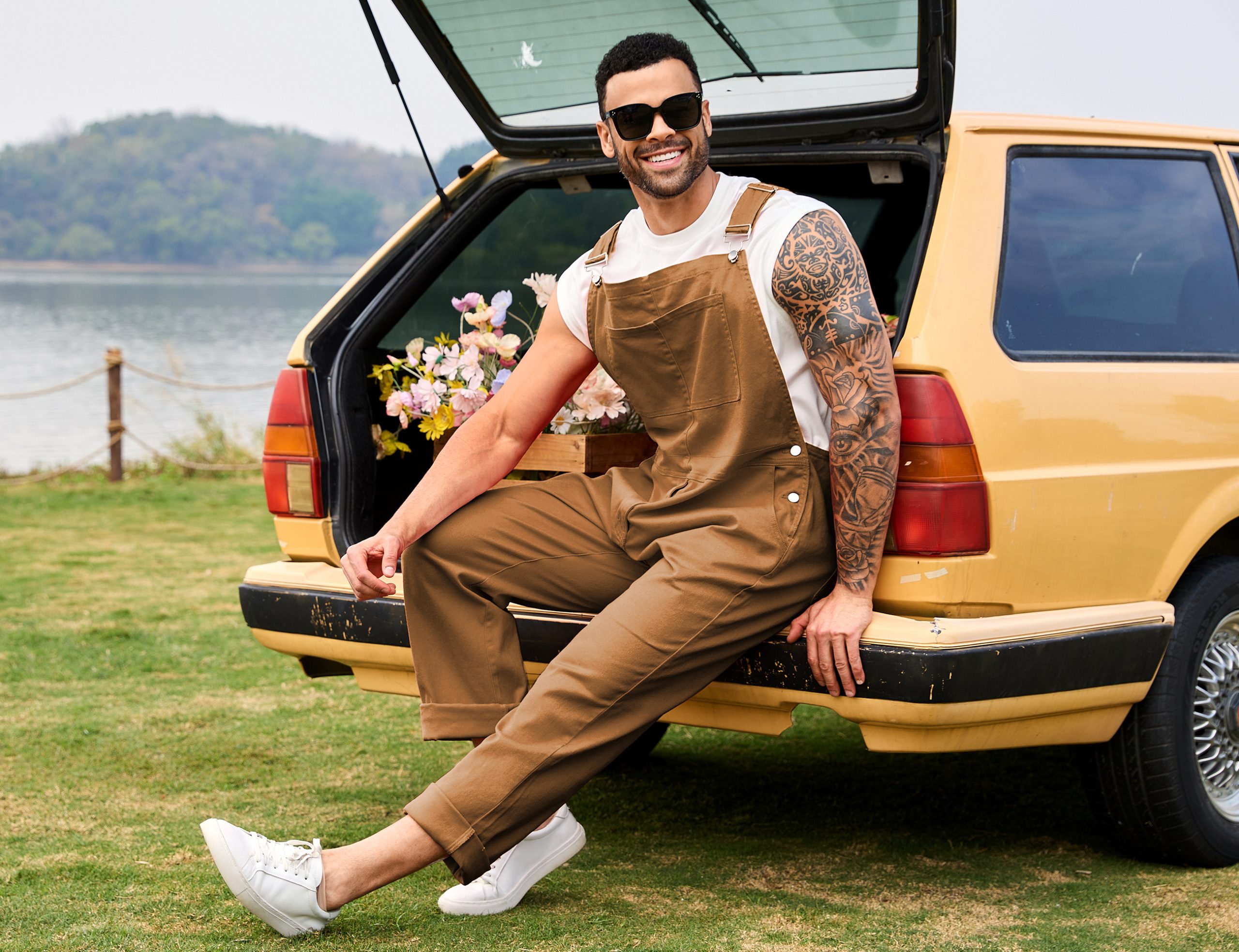 Overalls for Men Work Utility Coveralls Fashion Bib Romper Jumpsuit with Zipper Fly - Image 6