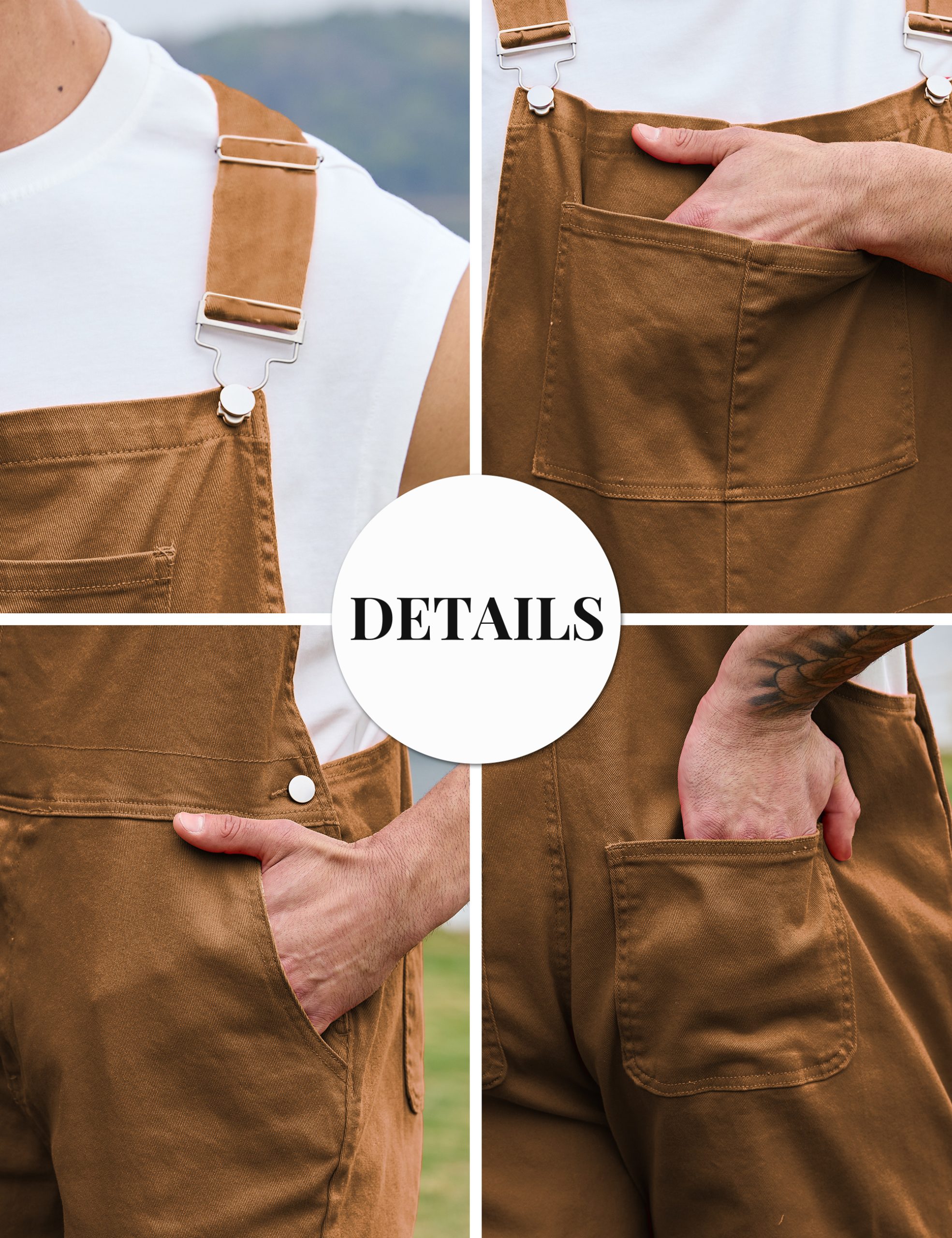 Overalls for Men Work Utility Coveralls Fashion Bib Romper Jumpsuit with Zipper Fly - Image 8