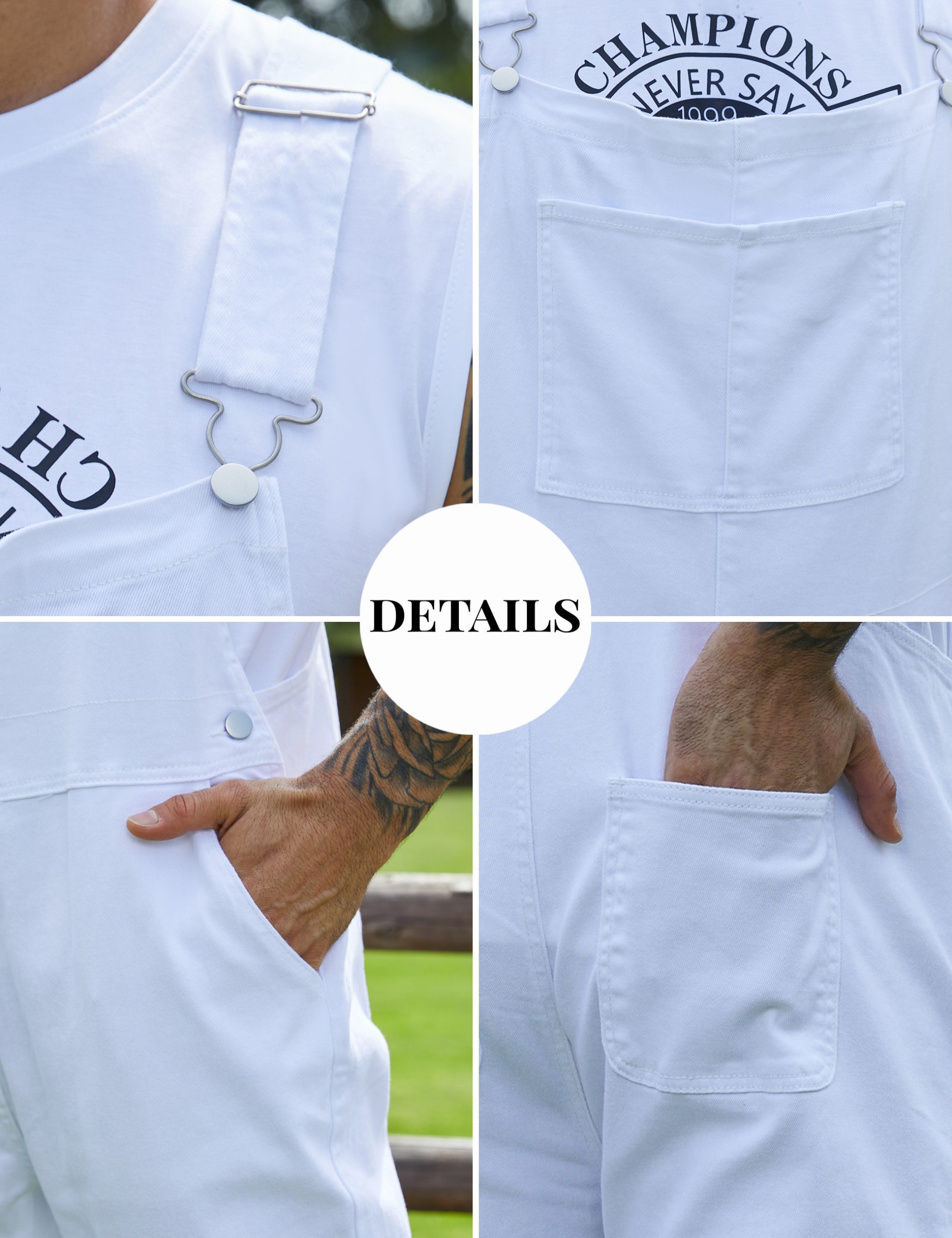 Overalls for Men Work Utility Coveralls Fashion Bib Romper Jumpsuit with Zipper Fly - Image 8