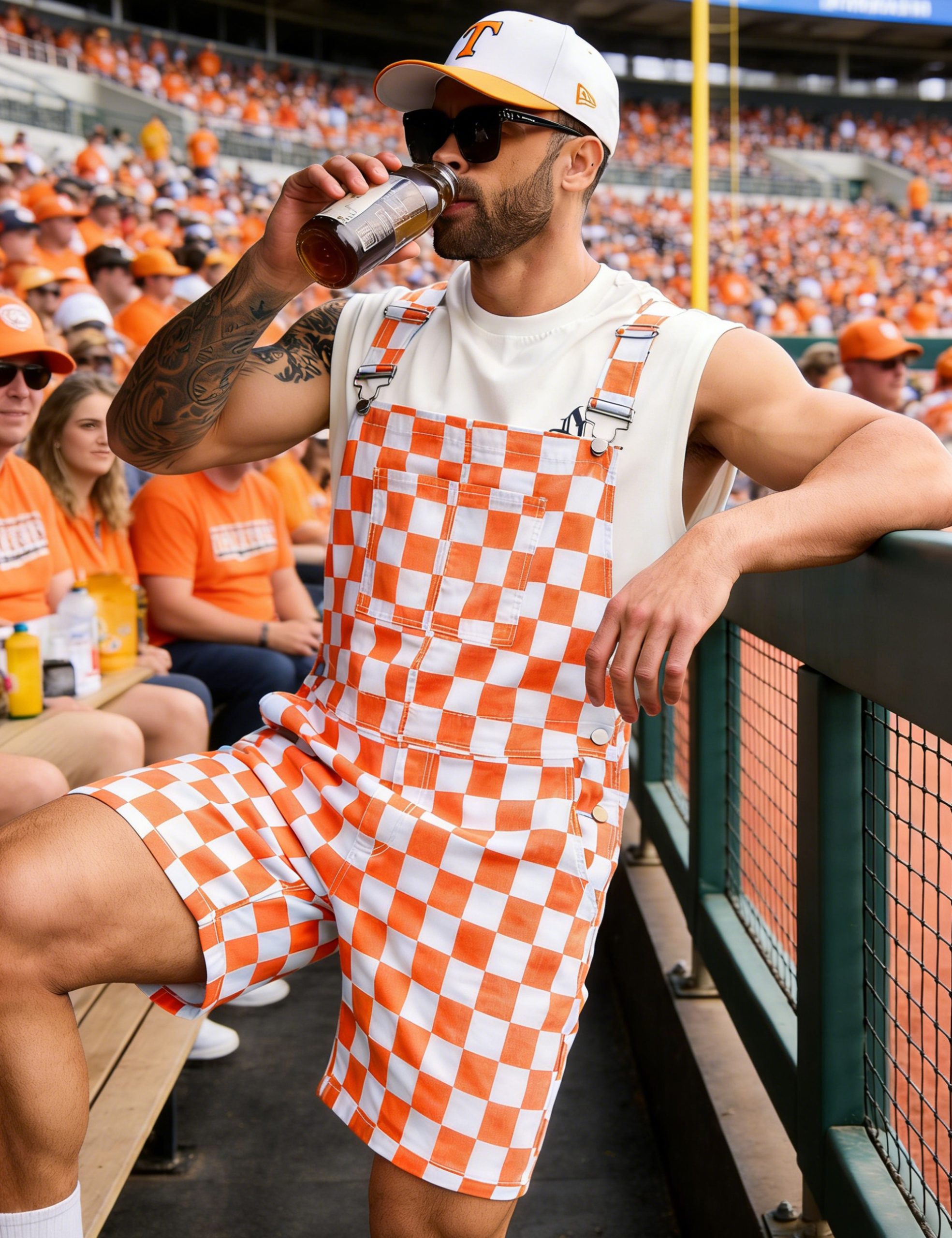 Shorts Overalls for Men Checkered Rompers Work Jumpsuits Stretchy Bibs Coveralls - Image 3