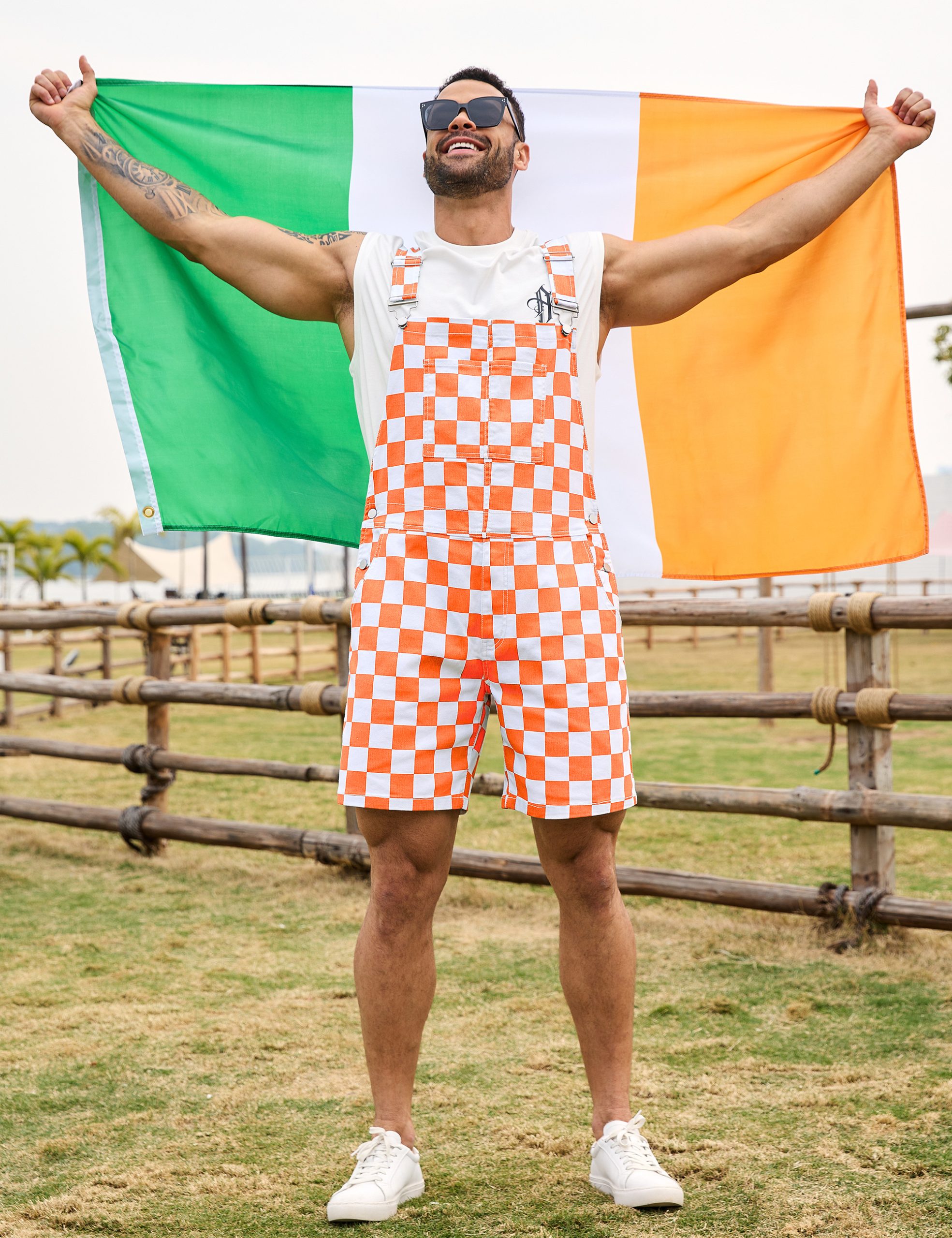 Shorts Overalls for Men Checkered Rompers Work Jumpsuits Stretchy Bibs Coveralls - Image 7