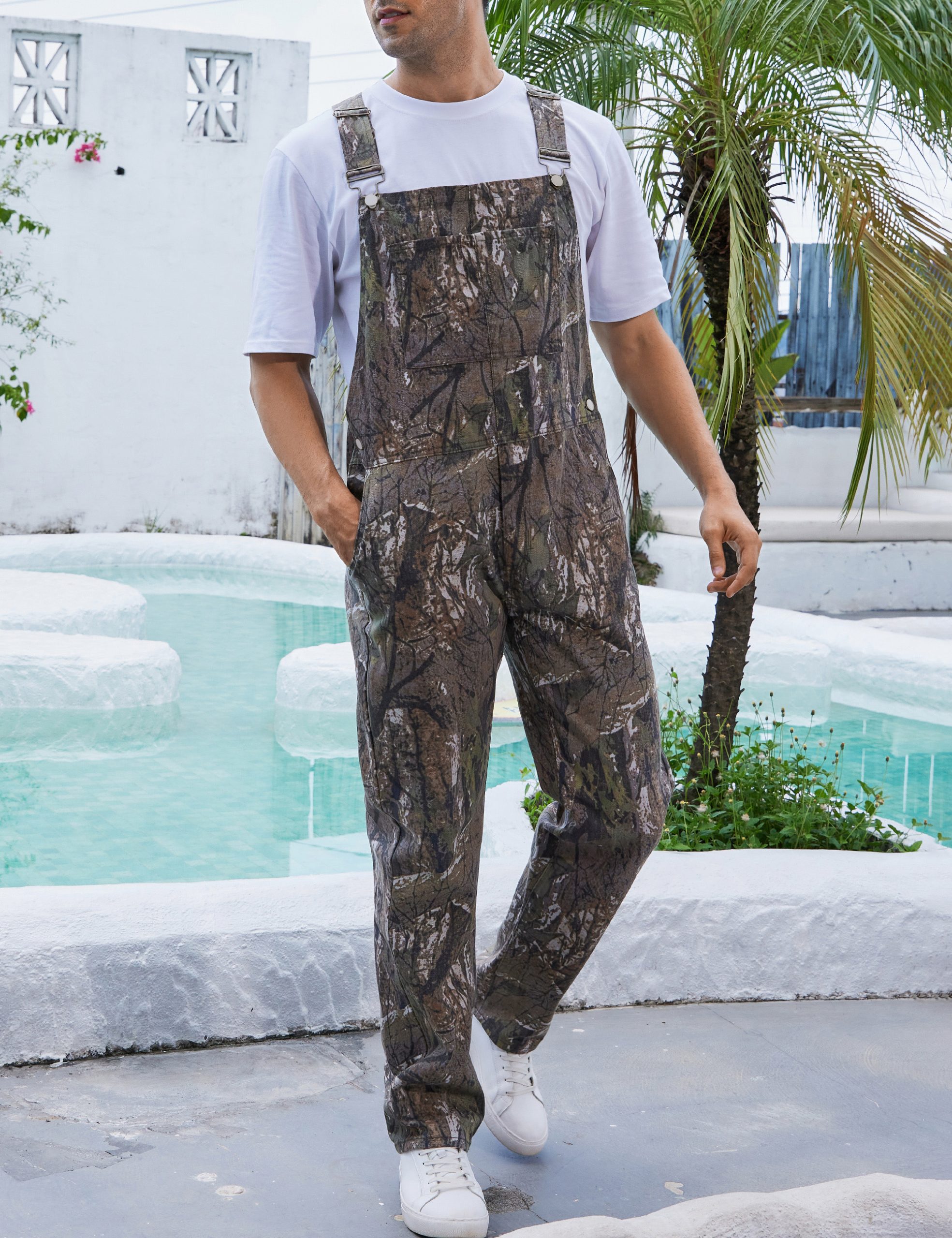 Camo Overalls for Men Work Utility Coveralls Bibs Romper Jumpsuit with Zipper Fly - Image 5